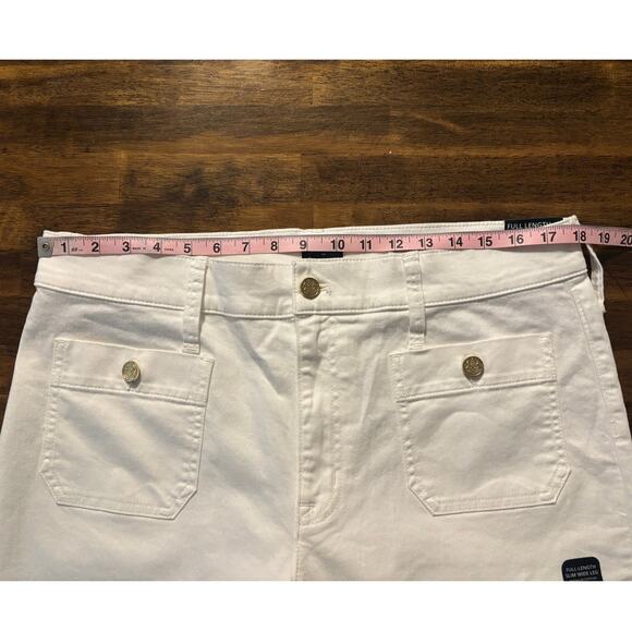 J Crew Women's 33 (36 x 30) Jean Slim Wide Leg Full Length White Denim High Rise - Picture 9 of 14